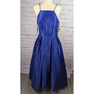 Betsy & Adam Satin Ball Gown Maxi Size 12 Sleeveless Royal Blue Petticoat Lining